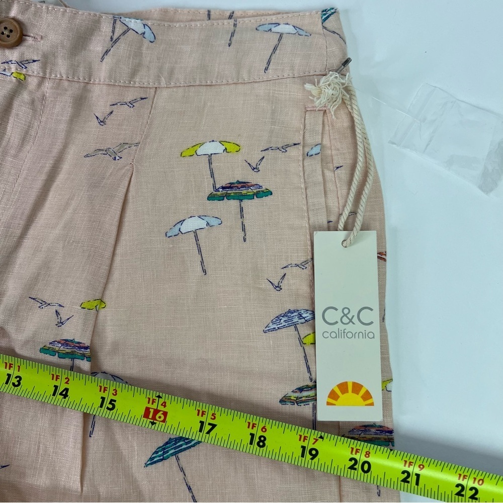 NWT C&C California Women’s Shorts Sz 4 - 100% Linen Cuffs Multi Colors Pockets - Picture 7 of 10